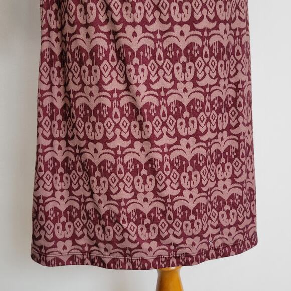 PrAna Faux Wrap Dress Ikat Print Purple Twist Front 3/4 Sleeves Women Medium - Picture 7 of 10
